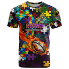 Storm Autism Awareness T Shirt Puzzle Flames Rugby Ball