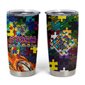 Storm Autism Awareness Tumbler Cup Puzzle Flames Rugby Ball