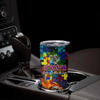 Storm Autism Awareness Tumbler Cup Puzzle Flames Rugby Ball