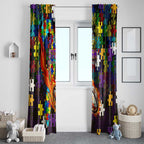 Storm Autism Awareness Window Curtain Puzzle Flames Rugby Ball