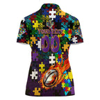 Storm Autism Awareness Women Polo Shirt Puzzle Flames Rugby Ball