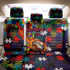 Knights Autism Awareness Back Car Seat Cover Puzzle Flames Rugby Ball