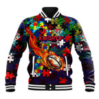 Knights Autism Awareness Baseball Jacket Puzzle Flames Rugby Ball