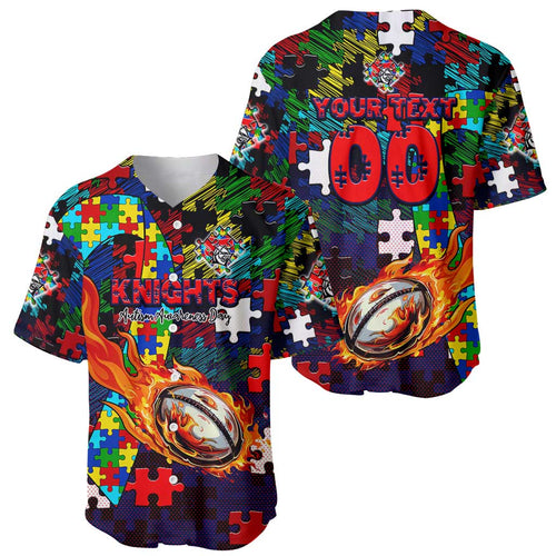 Knights Autism Awareness Baseball Jersey Puzzle Flames Rugby Ball
