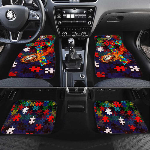 Knights Autism Awareness Car Mats Puzzle Flames Rugby Ball