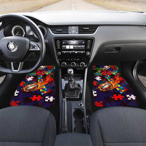 Knights Autism Awareness Car Mats Puzzle Flames Rugby Ball