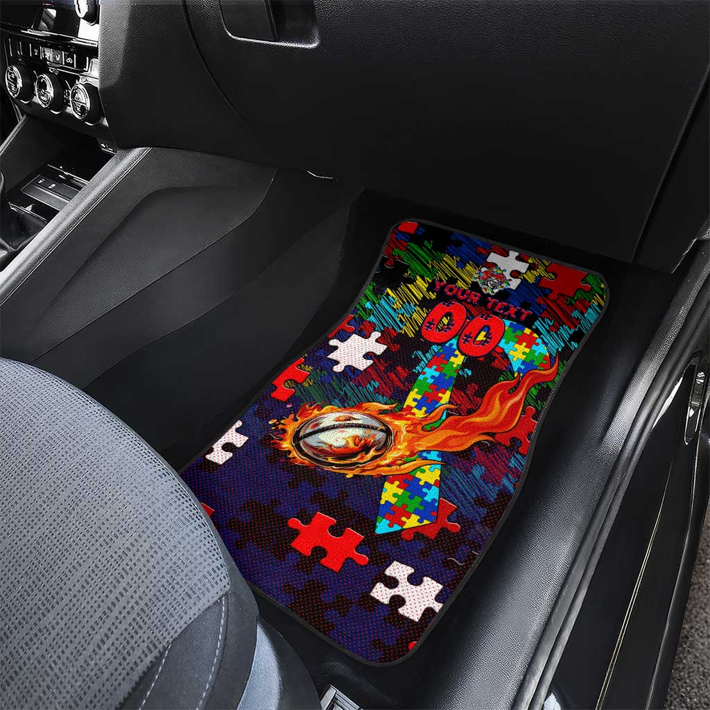 Knights Autism Awareness Car Mats Puzzle Flames Rugby Ball