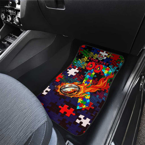Knights Autism Awareness Car Mats Puzzle Flames Rugby Ball