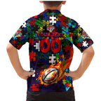 Knights Autism Awareness Family Matching Mermaid Dress and Hawaiian Shirt Puzzle Flames Rugby Ball
