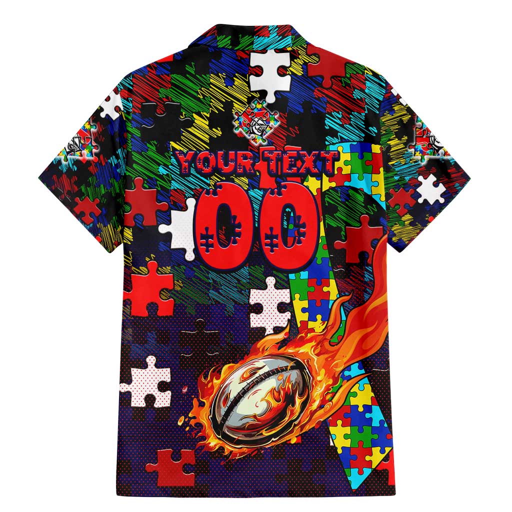 Knights Autism Awareness Family Matching Mermaid Dress and Hawaiian Shirt Puzzle Flames Rugby Ball