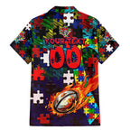 Knights Autism Awareness Family Matching Mermaid Dress and Hawaiian Shirt Puzzle Flames Rugby Ball