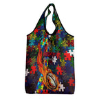 Knights Autism Awareness Grocery Bag Puzzle Flames Rugby Ball