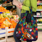 Knights Autism Awareness Grocery Bag Puzzle Flames Rugby Ball