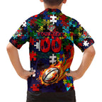 Knights Autism Awareness Kid Hawaiian Shirt Puzzle Flames Rugby Ball