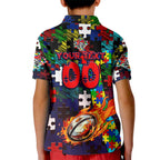 Knights Autism Awareness Kid Polo Shirt Puzzle Flames Rugby Ball