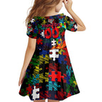 Knights Autism Awareness Kid Short Sleeve Dress Puzzle Flames Rugby Ball