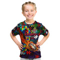 Knights Autism Awareness Kid T Shirt Puzzle Flames Rugby Ball