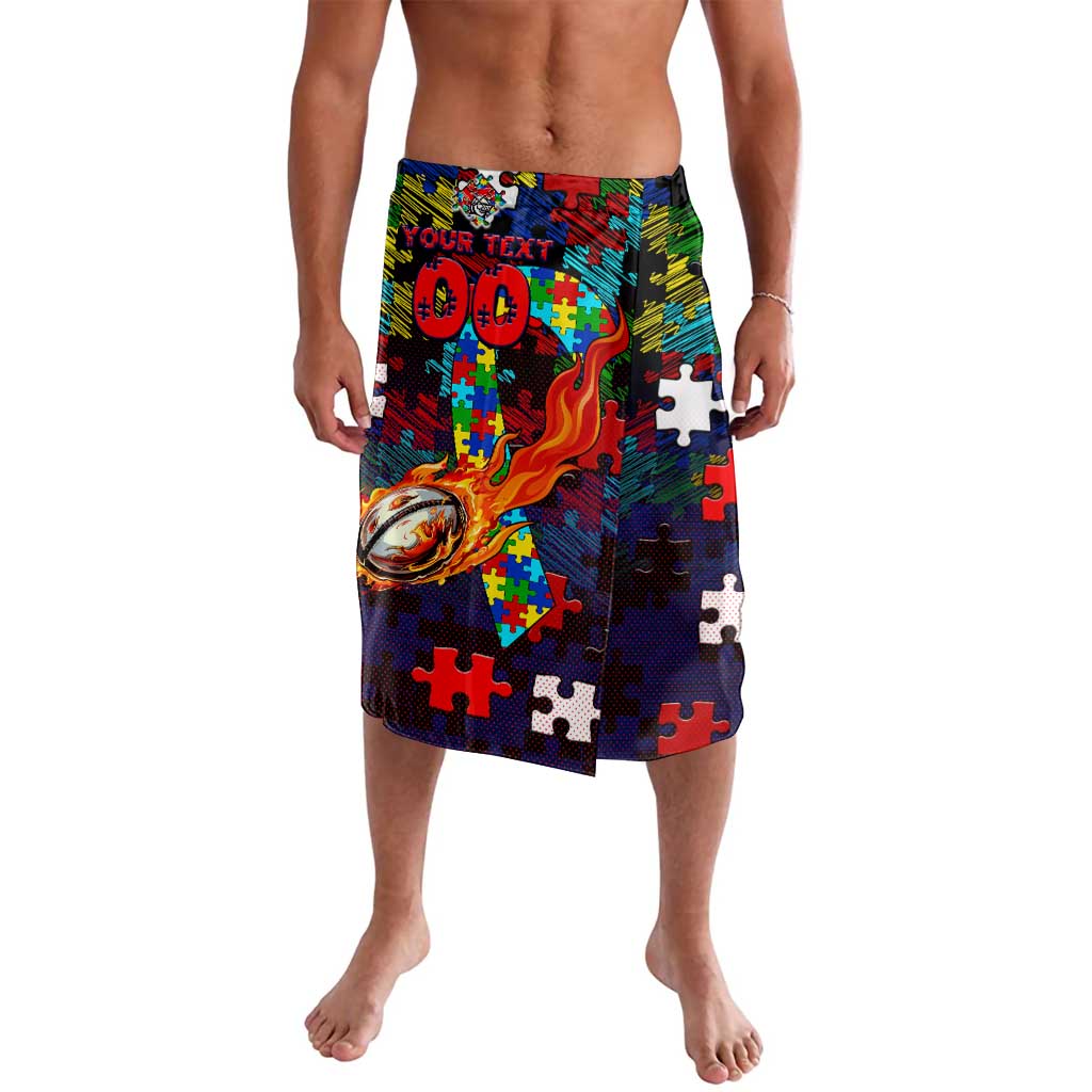 Knights Autism Awareness Lavalava Puzzle Flames Rugby Ball