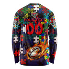 Knights Autism Awareness Long Sleeve Shirt Puzzle Flames Rugby Ball