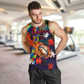 Knights Autism Awareness Men Tank Top Puzzle Flames Rugby Ball