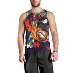 Knights Autism Awareness Men Tank Top Puzzle Flames Rugby Ball