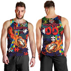 Knights Autism Awareness Men Tank Top Puzzle Flames Rugby Ball