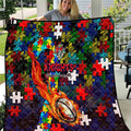 Knights Autism Awareness Quilt Puzzle Flames Rugby Ball