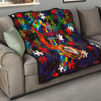 Knights Autism Awareness Quilt Puzzle Flames Rugby Ball