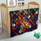 Knights Autism Awareness Quilt Puzzle Flames Rugby Ball