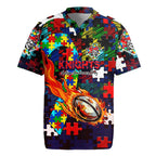 Knights Autism Awareness Rugby Jersey Puzzle Flames Rugby Ball