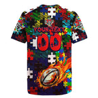 Knights Autism Awareness Rugby Jersey Puzzle Flames Rugby Ball