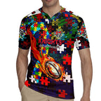 Knights Autism Awareness Rugby Jersey Puzzle Flames Rugby Ball