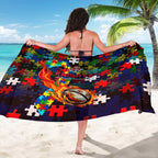 Knights Autism Awareness Sarong Puzzle Flames Rugby Ball