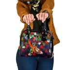 Knights Autism Awareness Shoulder Handbag Puzzle Flames Rugby Ball
