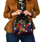 Knights Autism Awareness Shoulder Handbag Puzzle Flames Rugby Ball