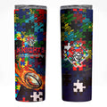 Knights Autism Awareness Skinny Tumbler Puzzle Flames Rugby Ball