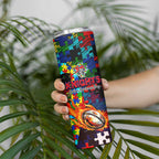 Knights Autism Awareness Skinny Tumbler Puzzle Flames Rugby Ball