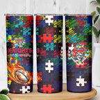Knights Autism Awareness Skinny Tumbler Puzzle Flames Rugby Ball