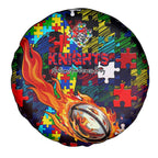 Knights Autism Awareness Spare Tire Cover Puzzle Flames Rugby Ball