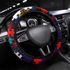 Knights Autism Awareness Steering Wheel Cover Puzzle Flames Rugby Ball