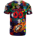 Knights Autism Awareness T Shirt Puzzle Flames Rugby Ball