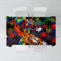 Knights Autism Awareness Tablecloth Puzzle Flames Rugby Ball