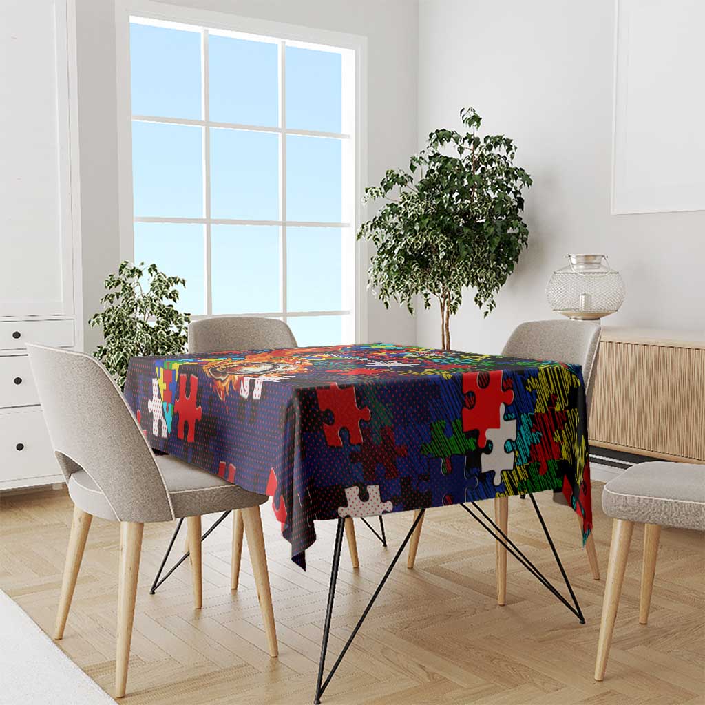 Knights Autism Awareness Tablecloth Puzzle Flames Rugby Ball