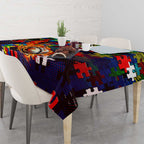 Knights Autism Awareness Tablecloth Puzzle Flames Rugby Ball