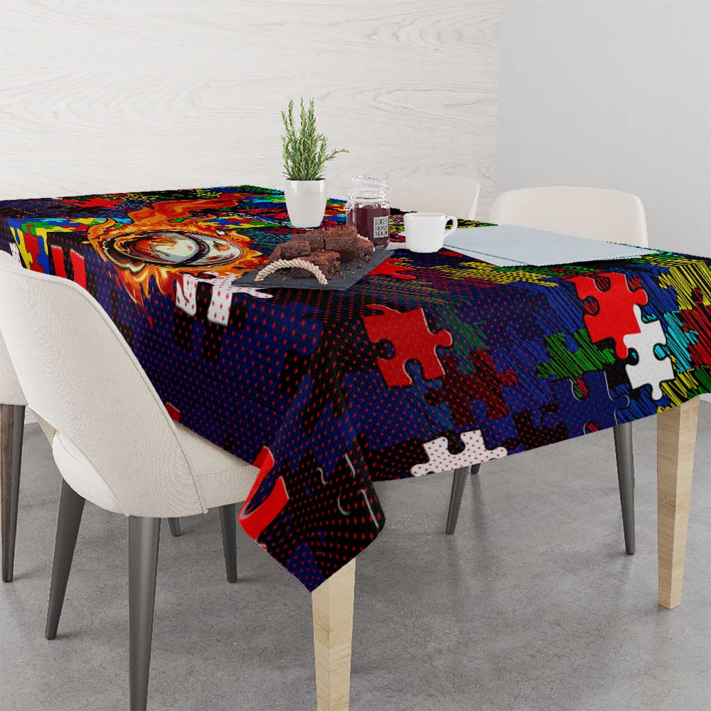 Knights Autism Awareness Tablecloth Puzzle Flames Rugby Ball