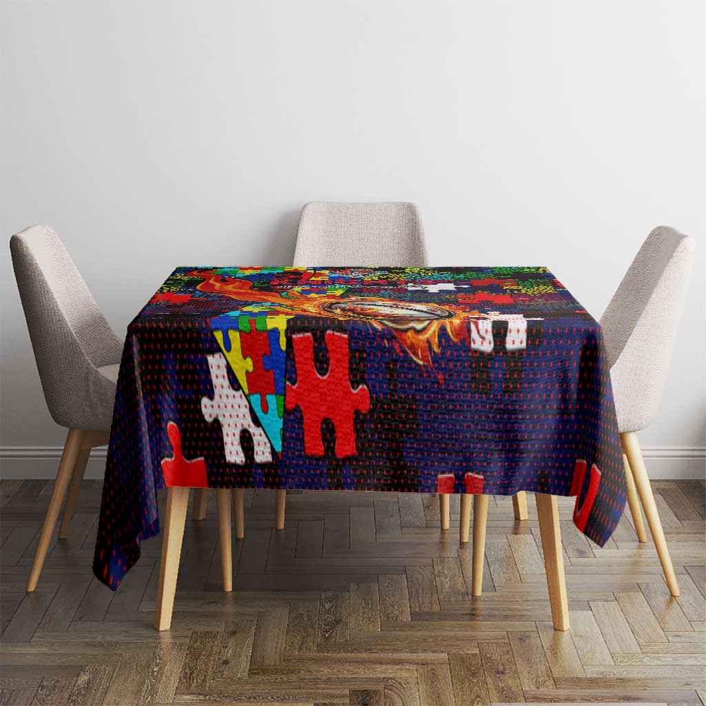 Knights Autism Awareness Tablecloth Puzzle Flames Rugby Ball