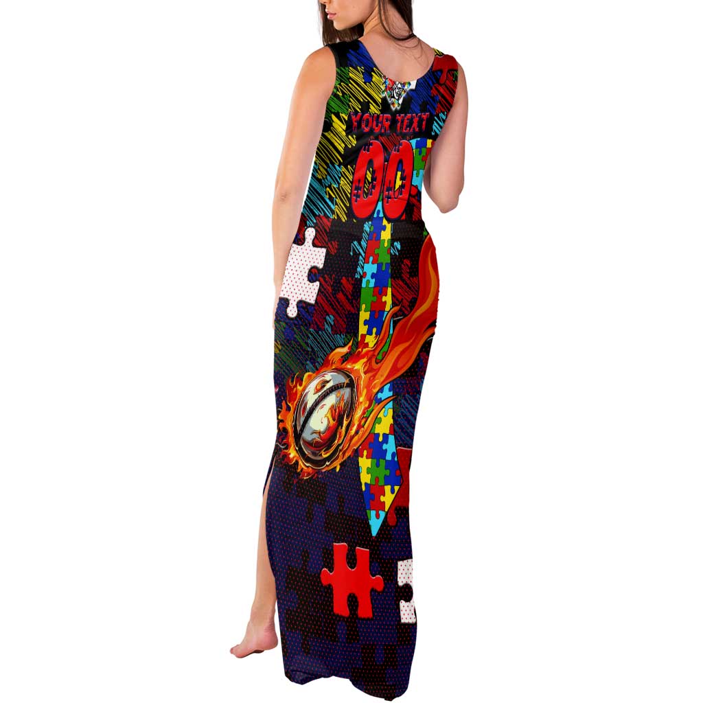 Knights Autism Awareness Tank Maxi Dress Puzzle Flames Rugby Ball
