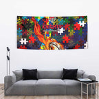 Knights Autism Awareness Tapestry Puzzle Flames Rugby Ball