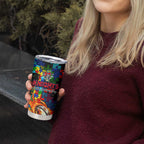 Knights Autism Awareness Tumbler Cup Puzzle Flames Rugby Ball