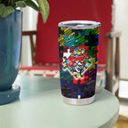 Knights Autism Awareness Tumbler Cup Puzzle Flames Rugby Ball